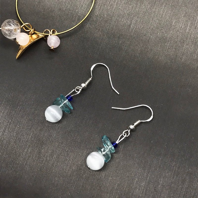 925 Silver Snow White Moonlight Ice Phosphorus Earrings - Earrings & Clip-ons - Gemstone Blue