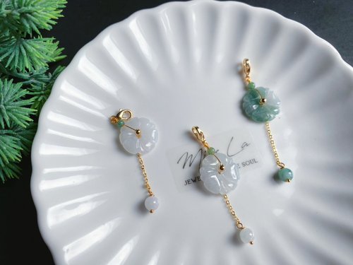 樂藏｜輕珠寶｜手作能量 天然緬甸玉 翡翠 有錢花 隨意扣 滴溜 項鍊 手鍊 配飾 禮物 附鍊