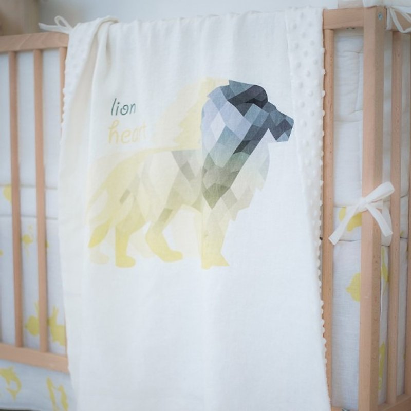 Linen quilt with lion print - 棉被/毛毯 - 棉．麻 