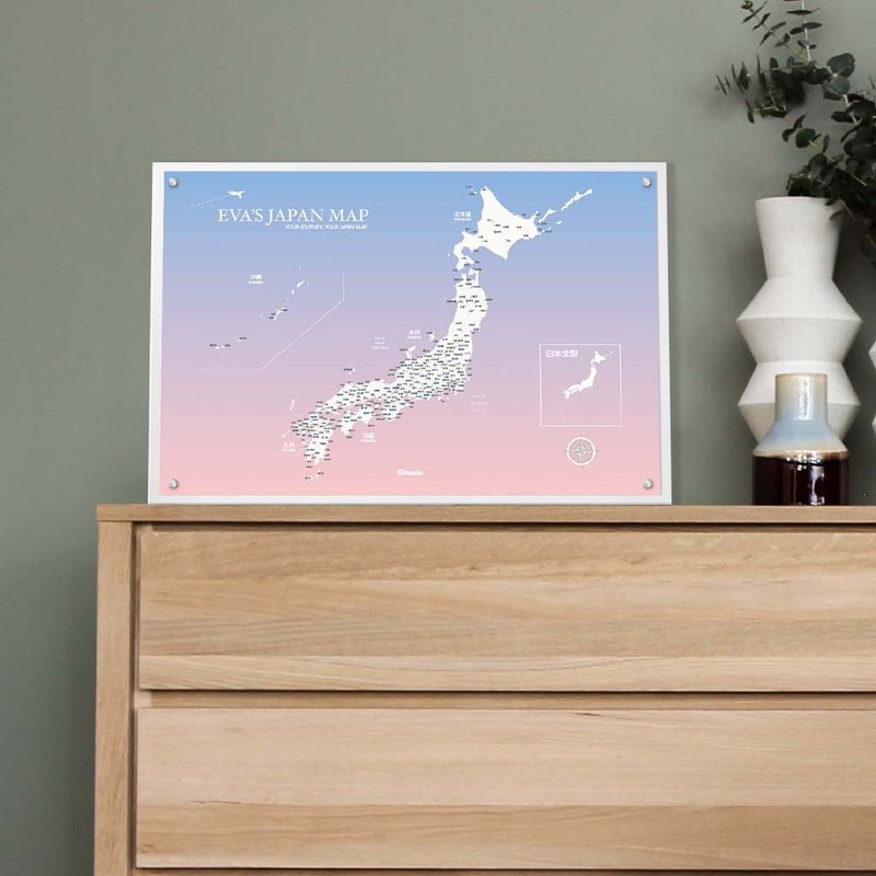 日本地圖-訂製磁吸系列海報-櫻花粉(客製化禮物)-IKEA留言板款 - 海報/掛畫/掛布 - 紙 粉紅色