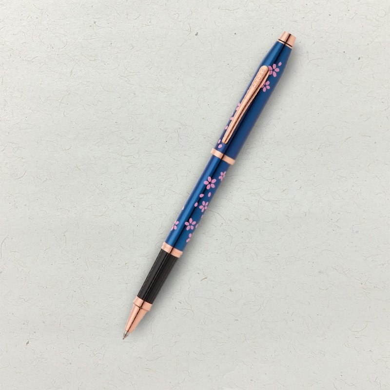 【CROSS】新世紀櫻花系列 亮藍漆鍍金鋼珠筆(原廠正貨) - 鋼珠筆 - 其他金屬 藍色