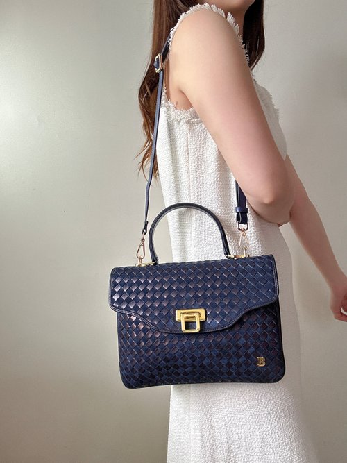 Autrefois Vintage Bags HK 中古稀有 Bally 真皮 編織皮革 兩用手袋 側揹包 手提包 斜揹包