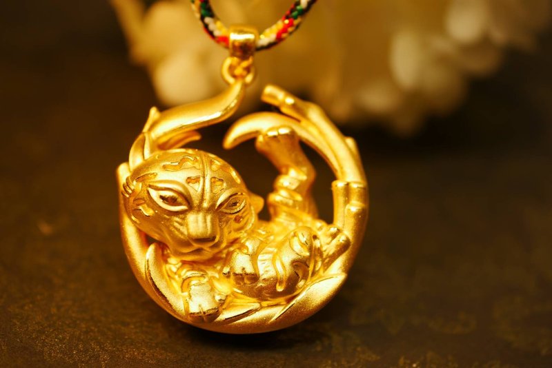黃金墜子-生肖虎金飾墜子-黃金9999 - 項鍊 - 24k 金 金色