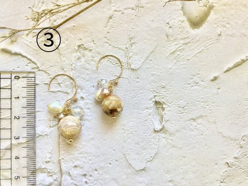 フォッシルコーラルピアス 天然石ピアス 天然石アクセサリー