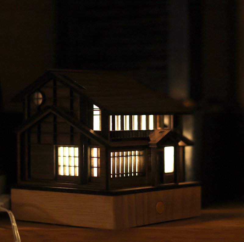 【日式夜燈-井宿二/老湯屋】床頭燈/桌面擺件/原創設計/USB - 燈具/燈飾 - 木頭 咖啡色
