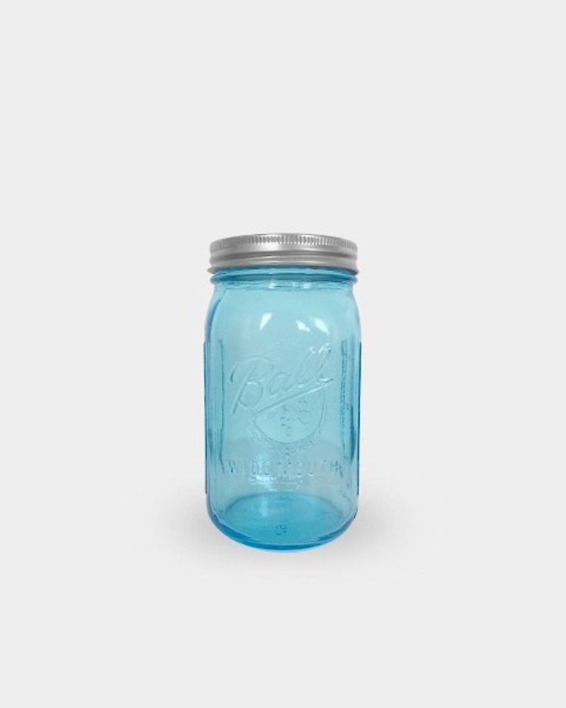 American imported glass sealed classic _32oz blue wide mouth jar - Mugs - Glass Blue
