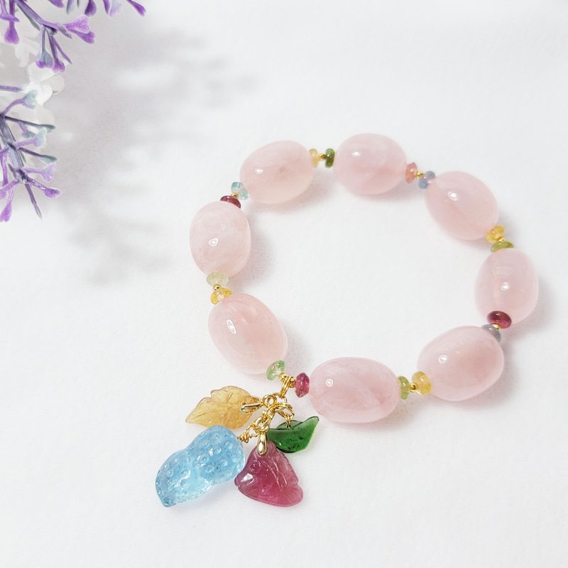 粉晶 碧璽 海藍寶 魚 元寶 葉 多寶 人緣 招財 手鍊 單品 禮物 - 手鍊/手環 - 寶石 多色