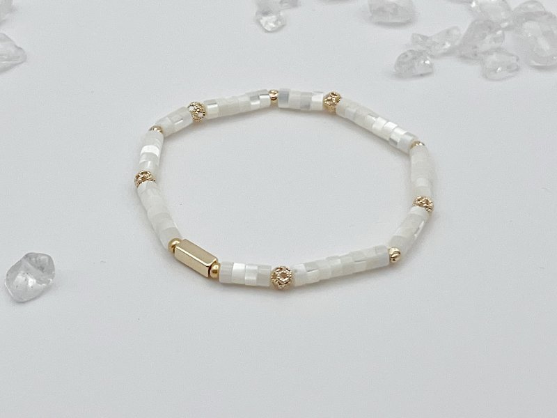 Sosii | Crystal 22 natural crystal bracelet | Fine style - pure white | - Bracelets - Shell White