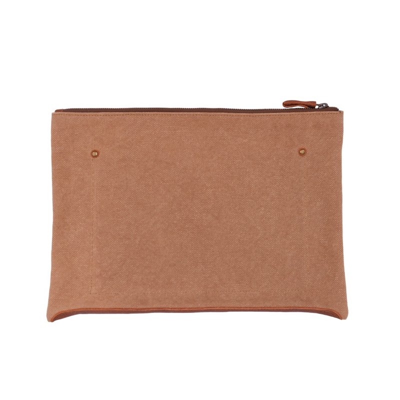 Leather base canvas case Large Camel - 其他 - 其他材質 咖啡色