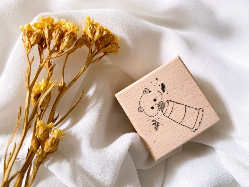 Hamster watercolour wooden stamp Hong Kong design - ตราปั๊ม/สแตมป์/หมึก - ไม้ สีกากี