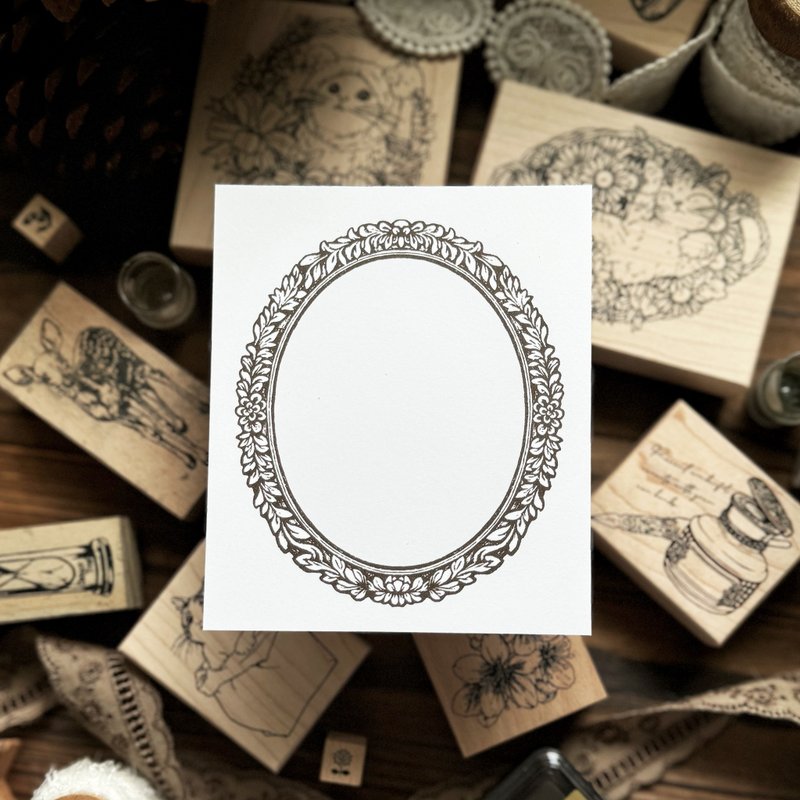 new / no.208 victorian frame stamp-Round frame / Ships on December 20th - Stamps & Stamp Pads - Wood 