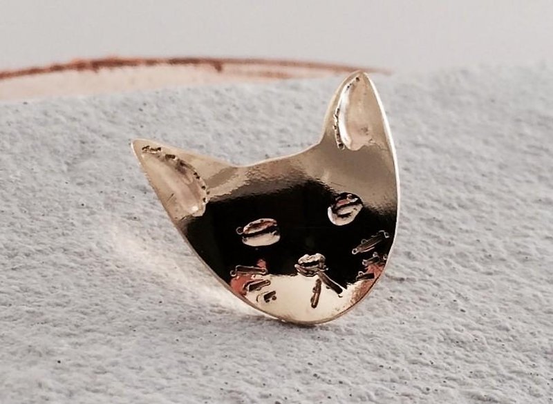 Donation Jewelry ◇ Cat Face Brass Pins - เข็มกลัด - โลหะ 