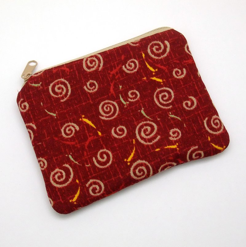 Zipper pouch / coin purse (padded) (ZS-206) - กระเป๋าใส่เหรียญ - ผ้าฝ้าย/ผ้าลินิน สีแดง