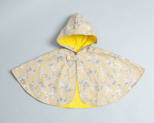 MarMarBarBar手作童衣 抗風防雨雙面斗篷-訂製 花56vs黃色防潑 兒童雨衣 兒童風衣 手工