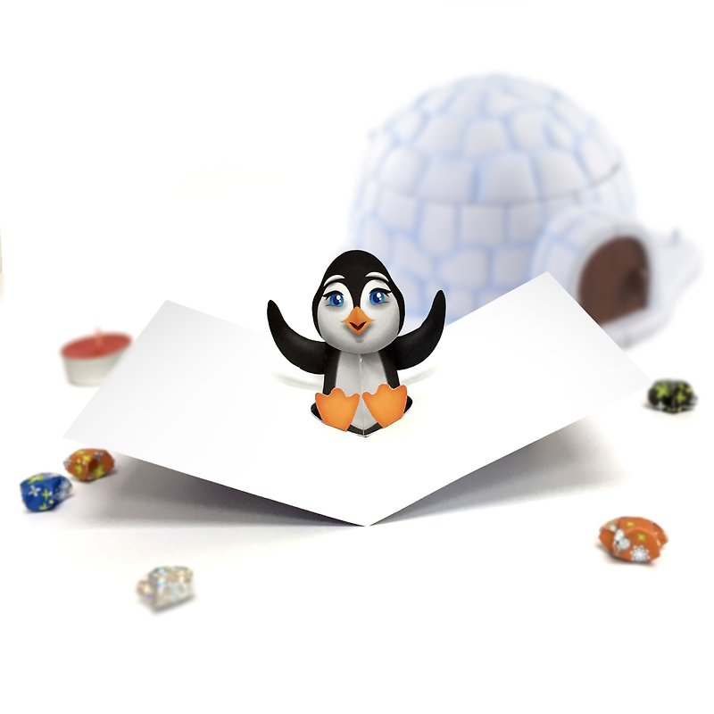 Penguin Card | Penguin Birthday Card | Birthday Card | Pop Up Card | Penguin - Cards & Postcards - Paper 
