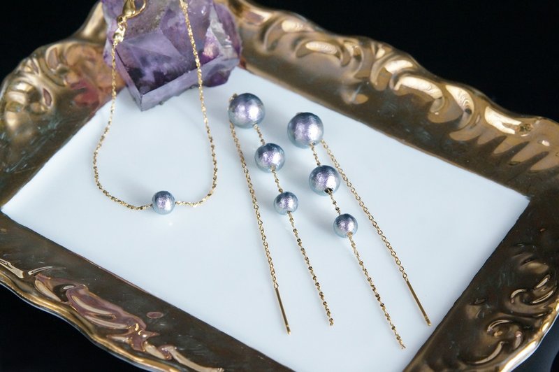 Allergy Free Set -Earrings & Bracelet Set【G】 - Earrings & Clip-ons - Pearl Gold