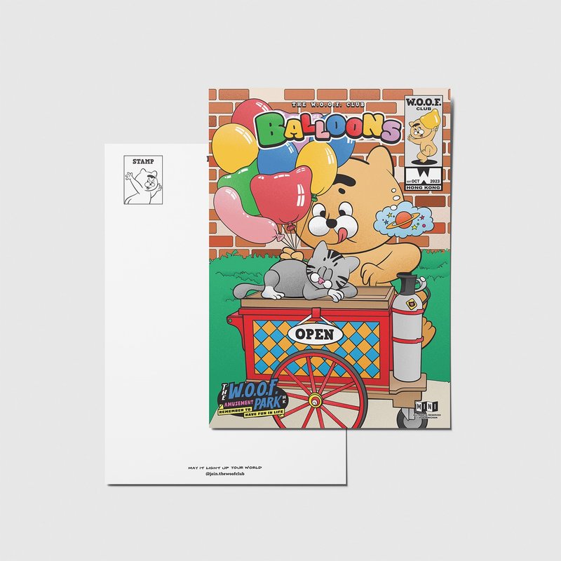 W.O.O.F. Park 系列明信片 - 氣球 - 卡片/明信片 - 紙 多色