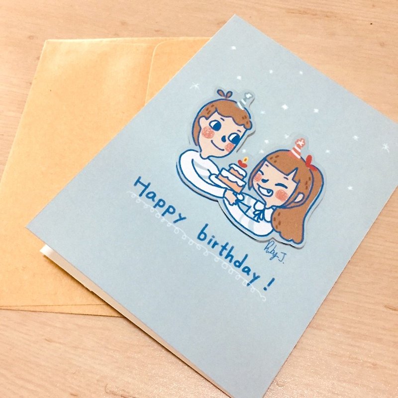 祝你生日快樂/半立體生日卡片 - 卡片/明信片 - 紙 藍色