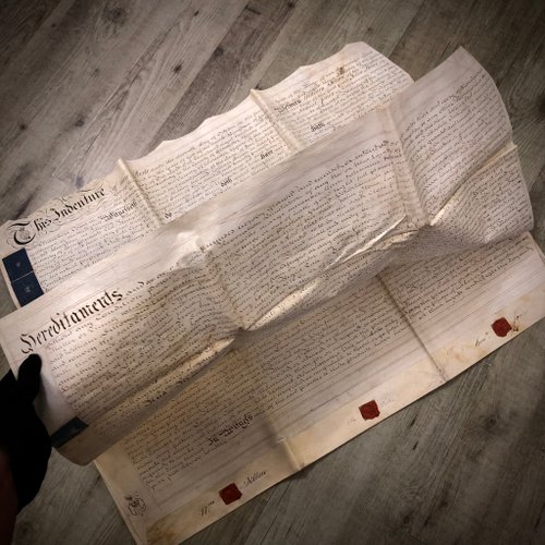 1803年英国の何世紀も前のアンティーククラフト紙の手書きの契約書