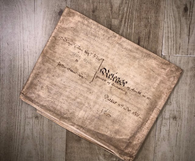 1803年英国の何世紀も前のアンティーククラフト紙の手書きの契約書