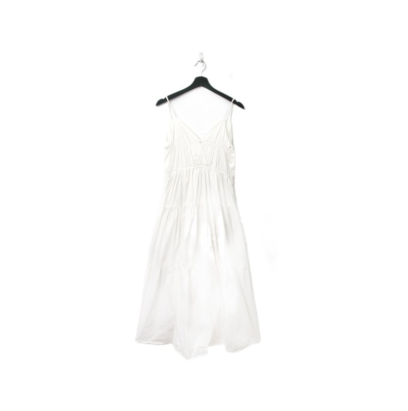 Back to Green-復古長洋裝 細肩帶 純白Ls-50//vintage dress - 洋裝/連身裙 - 棉．麻 