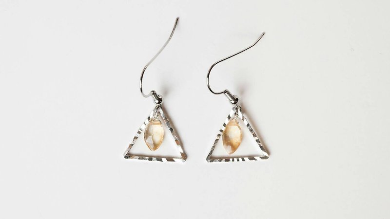 [Orange] natural stone earrings handmade X - Earrings & Clip-ons - Other Metals 