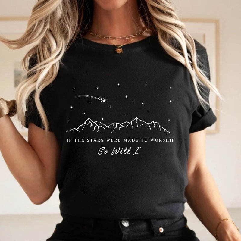 If The Stars Were Made To Worship Bible Verses Unisex Cropped Top - เสื้อยืดผู้หญิง - ผ้าฝ้าย/ผ้าลินิน ขาว