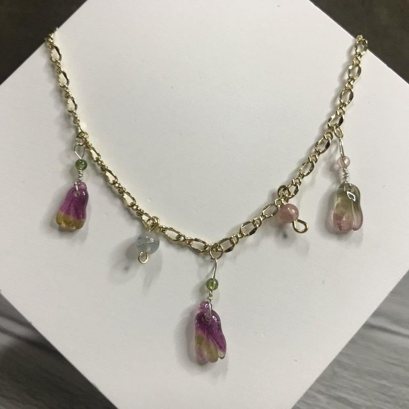招財旺夫I西瓜碧璽電氣石Tourmaline14K手鏈I糖果花花I情人節禮物 - 手鍊/手環 - 水晶 