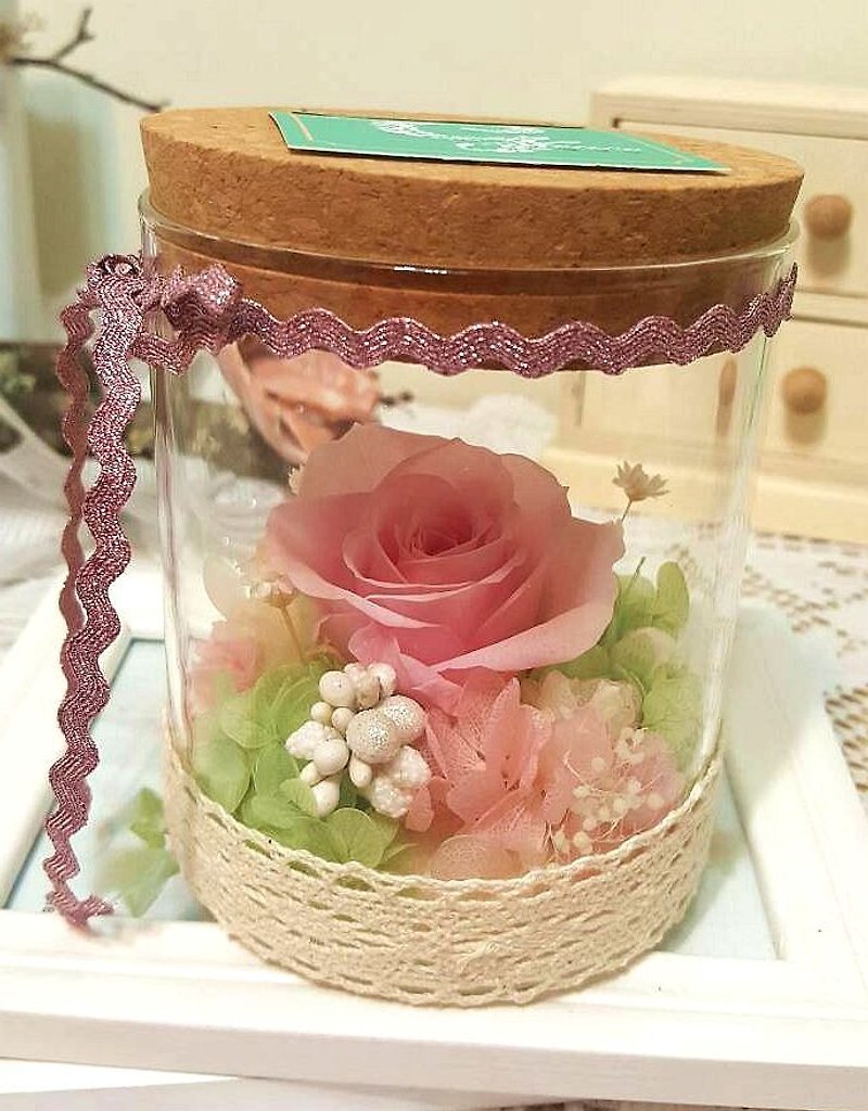 l Fairy in a bottle with lighted glass bottle flower gift-pure love pink l*Lover*Love*Decoration*No withered flowers. Star flowers. Eternal flowers - ตกแต่งต้นไม้ - พืช/ดอกไม้ สึชมพู