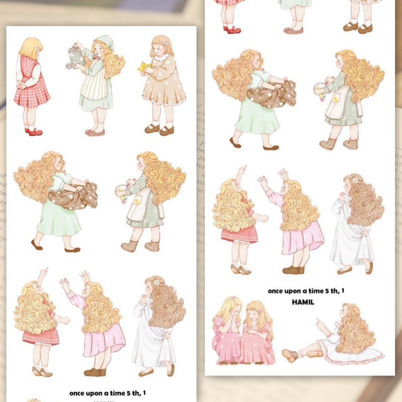 once upon a time 5 ver1 PET (hamil) Vintage Girl Lady Character Sticker - 貼紙 - 紙 多色