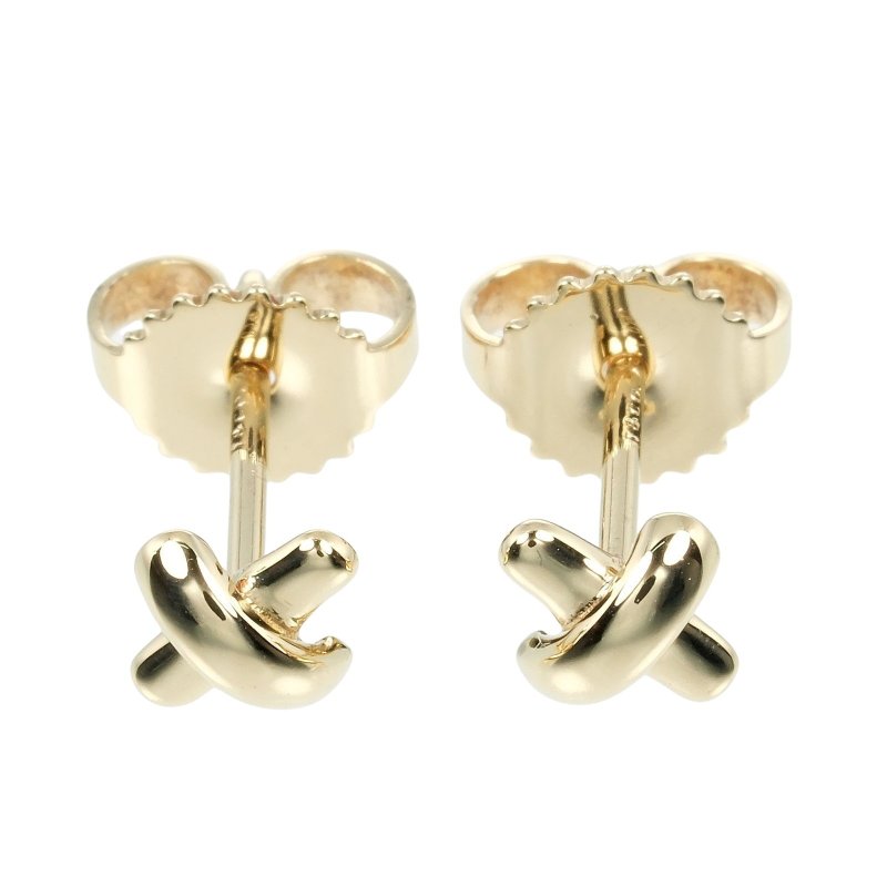 【日本直送】ティファニー TIFFANY&Co. クロスステッチ ピアス 4.5mmモデル K18YG イエローゴールド 約1.3g【中古】Aランク - 耳環/耳夾/耳骨夾 - 貴金屬 金色