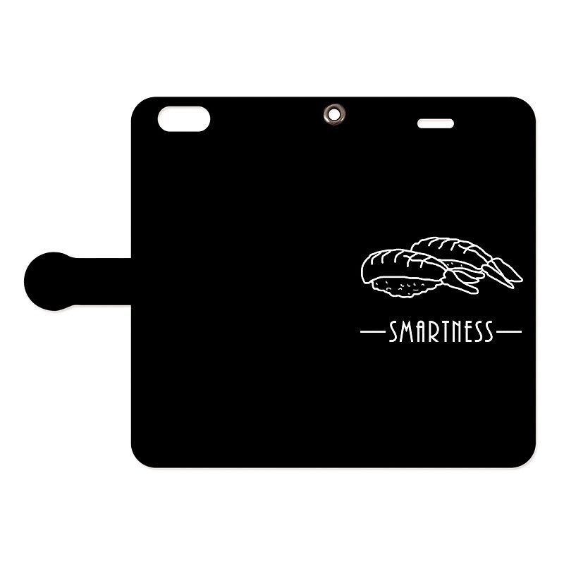 [Notebook type iPhone case] SMARTNESS / sushi / black - Phone Cases - Paper Black