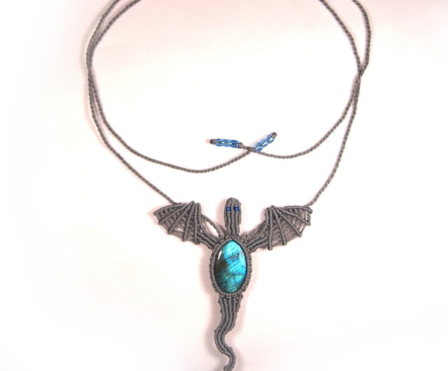 マクラメドラゴンネックレス（ハンドメイド） デジタル】マクラメペンダントドラゴン、マイクロマクラメ