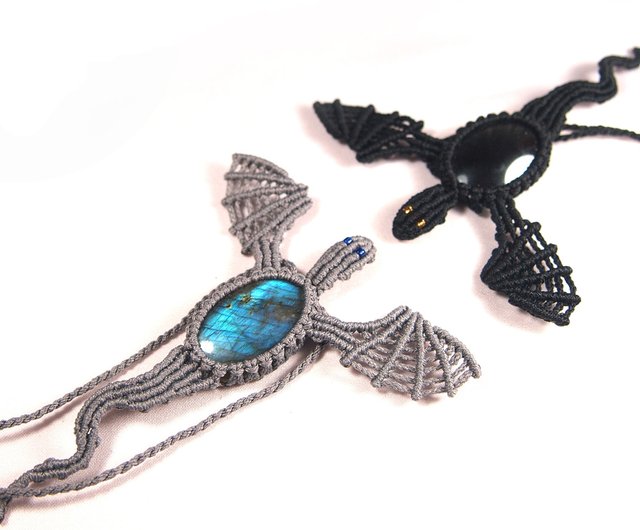 マクラメドラゴンネックレス（ハンドメイド） デジタル】マクラメペンダントドラゴン、マイクロマクラメ