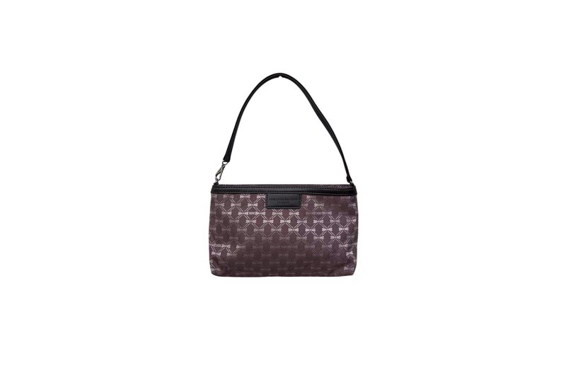KATHARINE HAMNETT LONDON fabric and Faux Leather mini shoulder bag // handbag - 手提包/手提袋 - 聚酯纖維 咖啡色