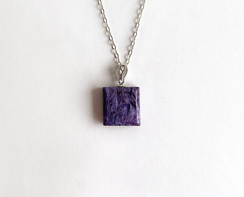 Gemstone Natural Ore 17.5 Purple Dragon Crystal 925 Sterling Silver Necklace - Necklaces - Gemstone Purple