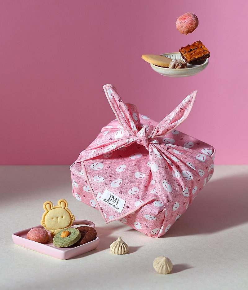 【Mid-Autumn Gift Box】Mid-Autumn Furoshiki Iron Box Biscuits/Handmade Biscuits/Exclusive Gift Box/Mid-Autumn Gifts - คุกกี้ - อาหารสด สึชมพู