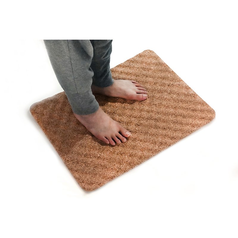 Wave cork foot mat bathroom non-slip absorbent pad - พรมปูพื้น - ไม้ก๊อก สีกากี