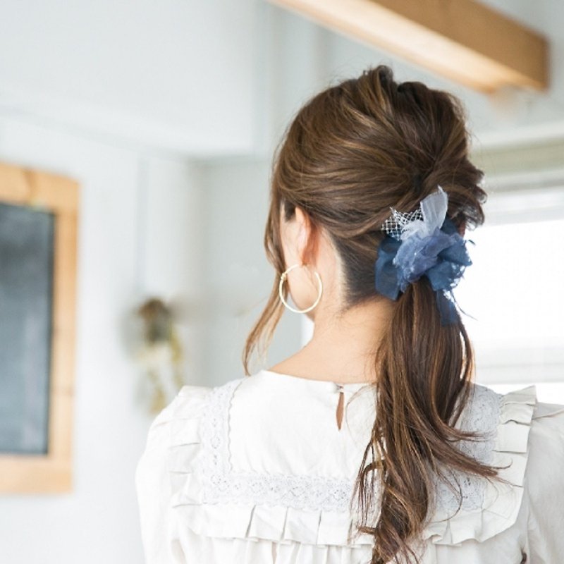 mini | party | night scrunchie | - Hair Accessories - Polyester Blue