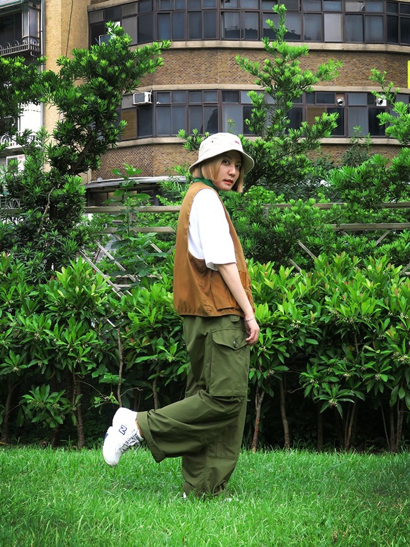 80s 公發加拿大防風古著軍褲 - 氣球褲版型 - 中性長褲/短褲 - 棉．麻 綠色