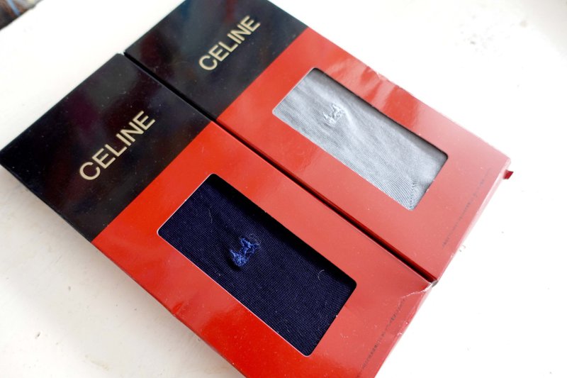 Japanese medieval CELINE boxed brand new unused men's gentleman socks high-end second-hand vintage jewelry - ถุงเท้าข้อกลาง - โลหะ สีเทา