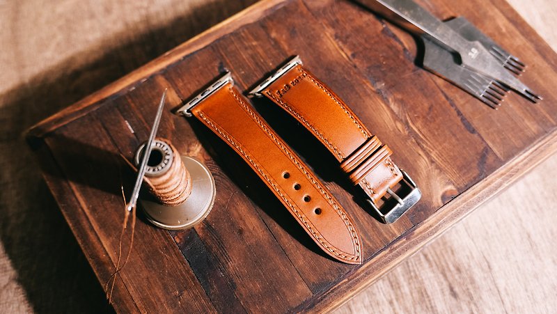 [Customized Buttero] Hand-stitched classic watch strap for Apple Watch - Watchbands - Genuine Leather Multicolor