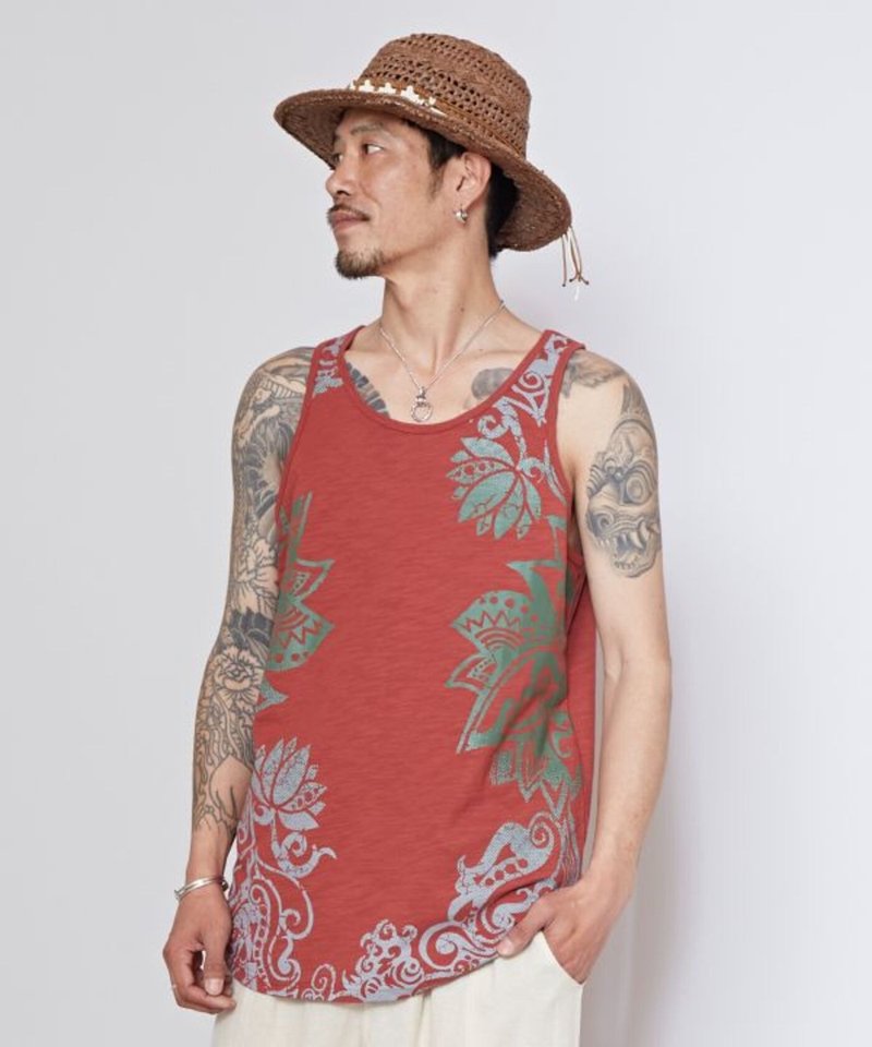 【熱門預購】生命力部落漸層蓮花圖騰清爽無袖上衣(3色)CCP-5205 - 男背心 - 其他材質 