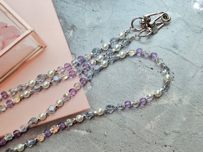 Austrian crystal/shell beads cross-body mobile phone chain - Necklaces - Semi-Precious Stones 