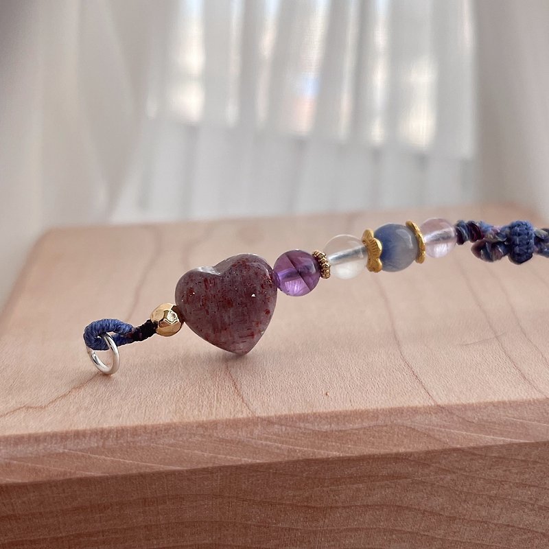 ELA handmade blood drop 菏青 natural Wax rope design bracelet blue line Stone number ELA-15 - Bracelets - Crystal Multicolor