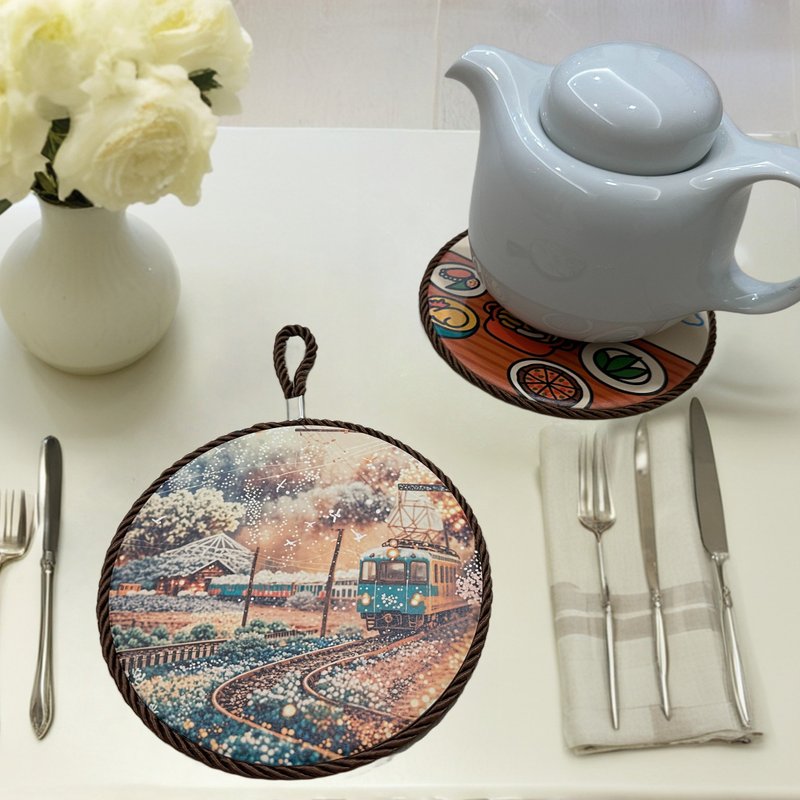 花語晨光 陶瓷隔熱墊 | 鍋墊 杯墊 耐高溫 軟木防滑 童趣時尚精美 - 杯墊 - 瓷 