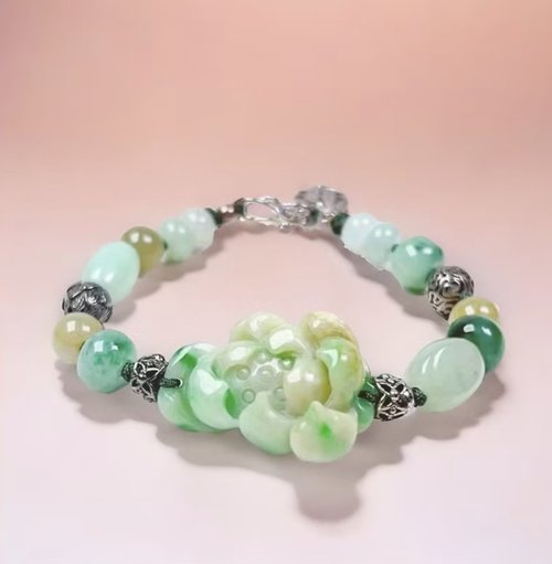 瓔珞珠寶盒 E.L.Jewelry Box 三彩翡翠蓮花設計款多寶手鍊 | 天然緬甸玉翡翠A貨 | 送禮