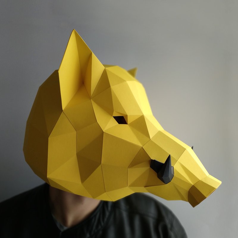 Boar Mask Papercraft, Hog Mask, Pdf, Gurko, Pepakura, Template, 3D Origami - 手工藝教學/工具書 - 其他材質 