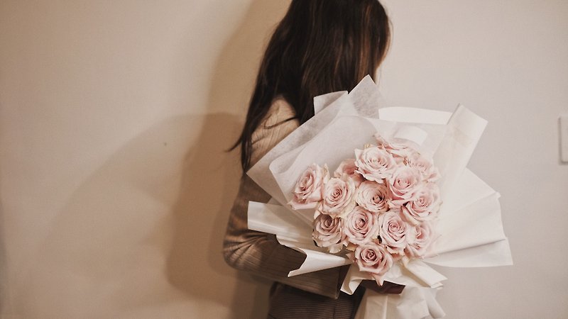 裸粉玫瑰花束 鮮花花束 求婚 告白 情人節 生日 - 乾花/永生花 - 植物．花 