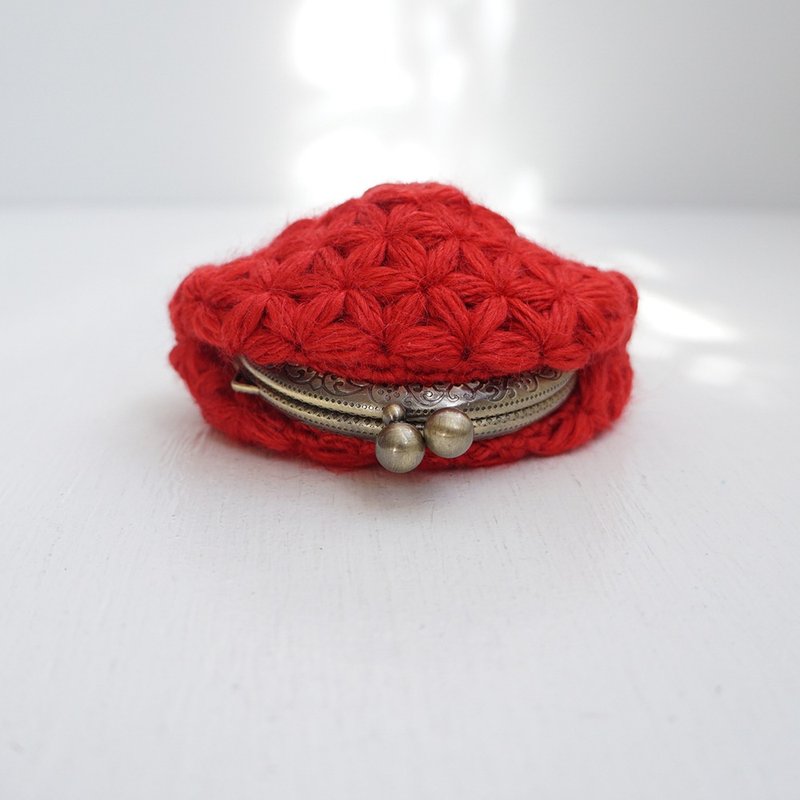 Ba-ba (m) Jasmine Stitch crochet coin purse No.C1739 - กระเป๋าเครื่องสำอาง - วัสดุอื่นๆ สีแดง